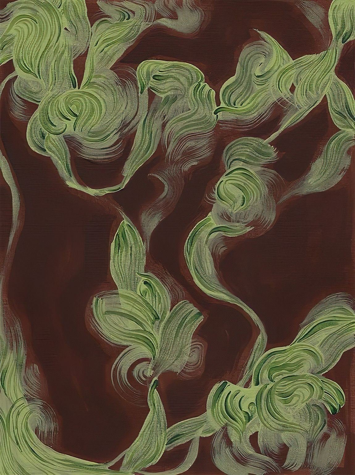 Pintura abstrata em vinho e verde